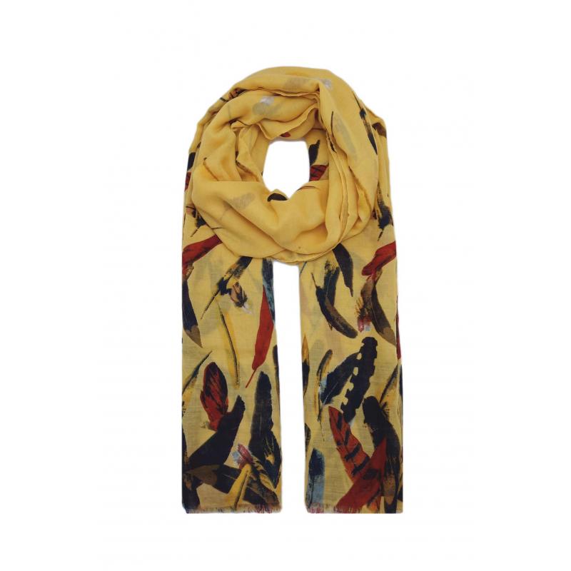 AB1890-280 Multicolour Feather Print Viscose Scarf