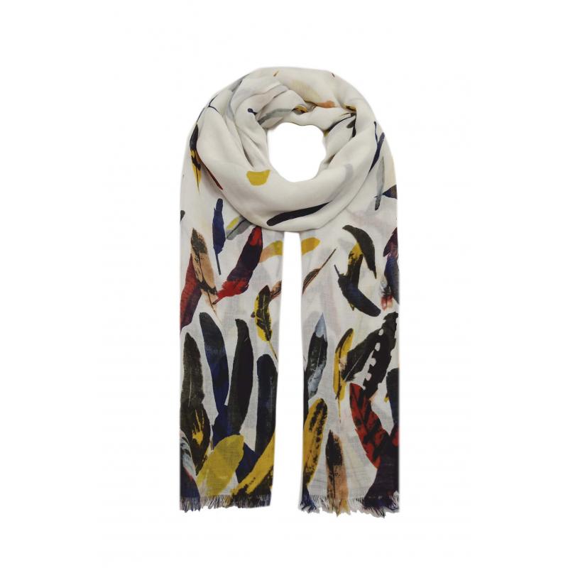 AB1890-280 Multicolour Feather Print Viscose Scarf