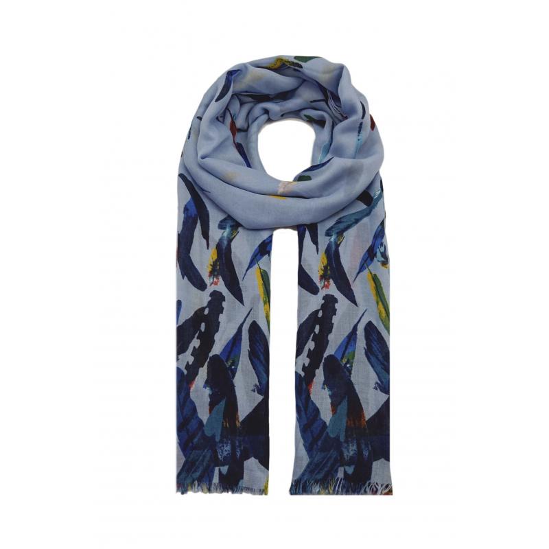 AB1890-280 Multicolour Feather Print Viscose Scarf