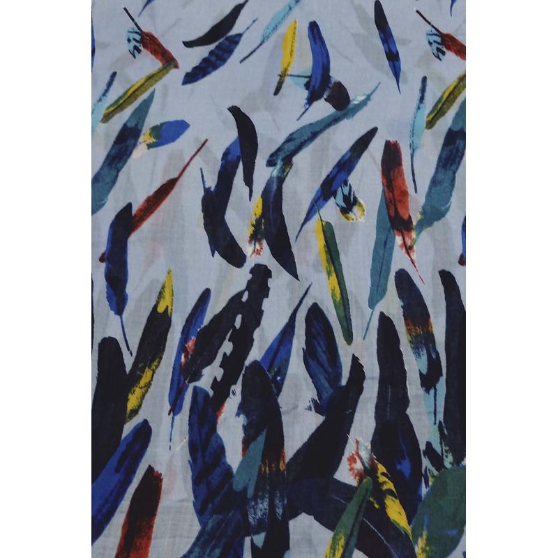 AB1890-280 Multicolour Feather Print Viscose Scarf