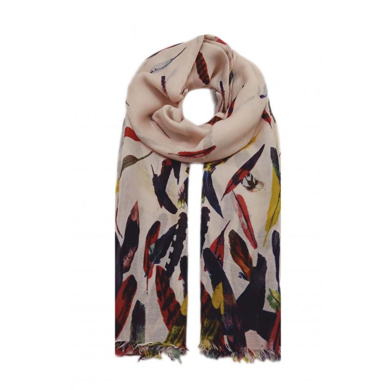 AB1890-280 Multicolour Feather Print Viscose Scarf