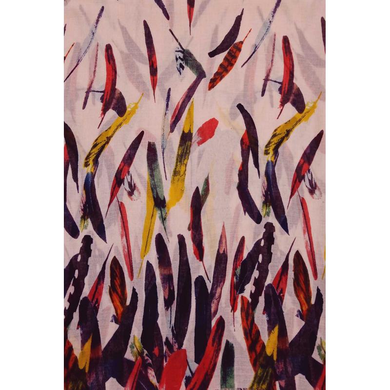 AB1890-280 Multicolour Feather Print Viscose Scarf