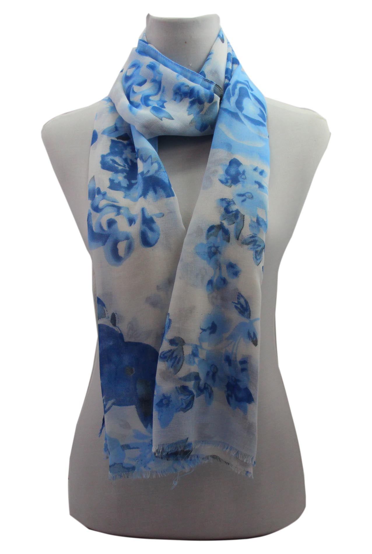 AB1890-40 Viscose Floral Design Sheer Scarf