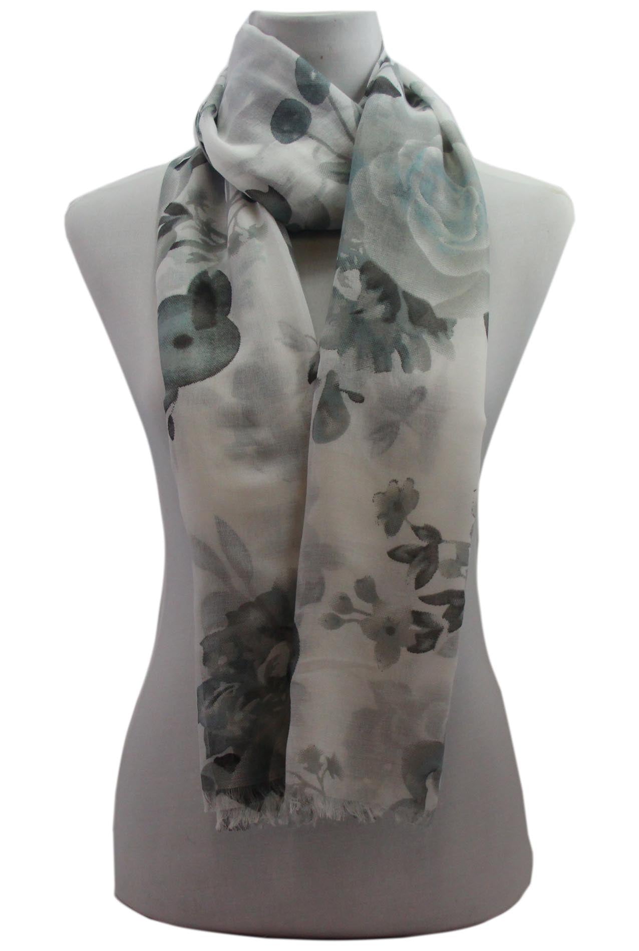 AB1890-40 Viscose Floral Design Sheer Scarf