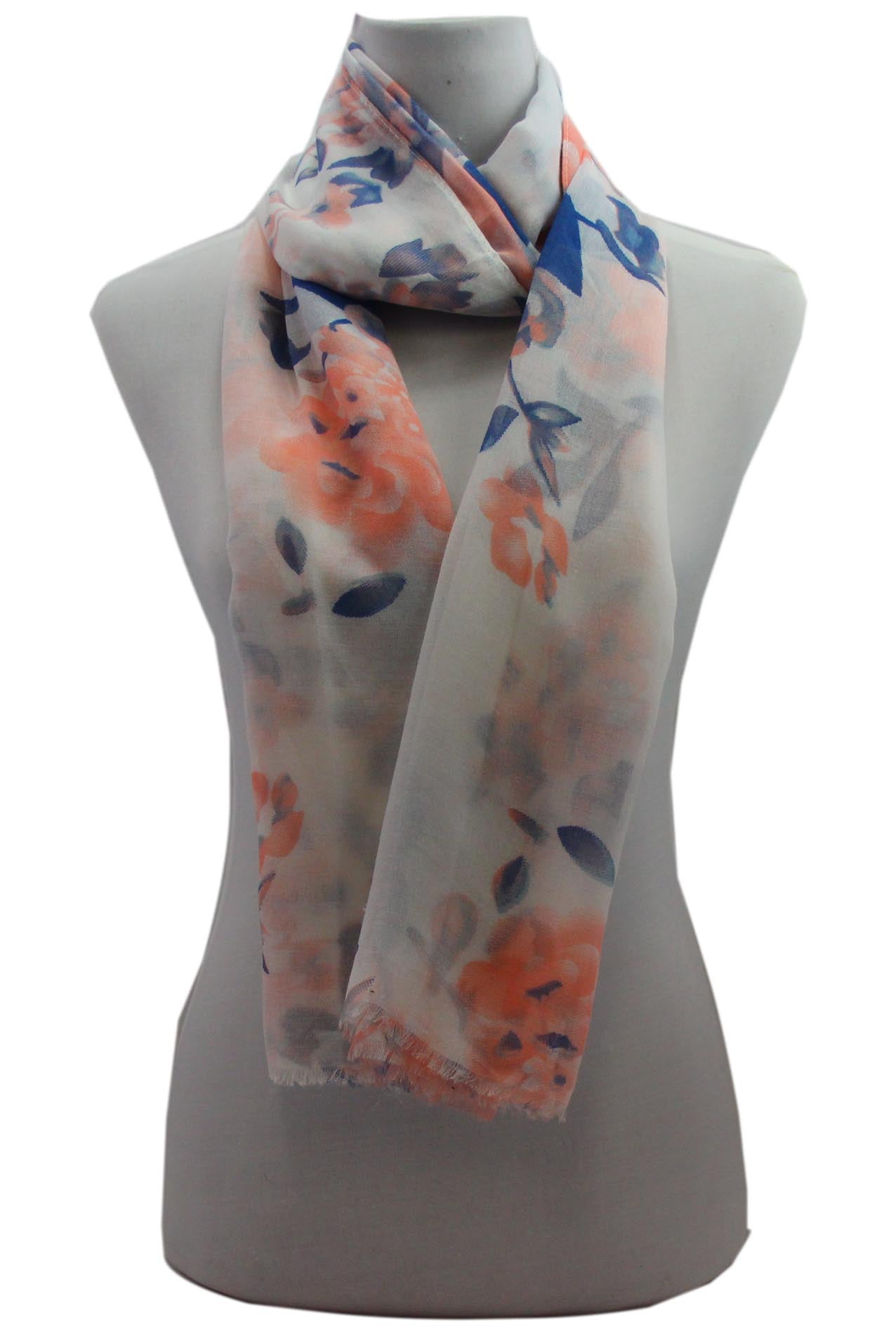 AB1890-40 Viscose Floral Design Sheer Scarf