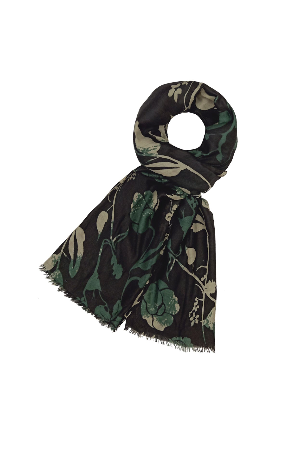 AB1890-467 Dark Floral Printed Viscose Scarf