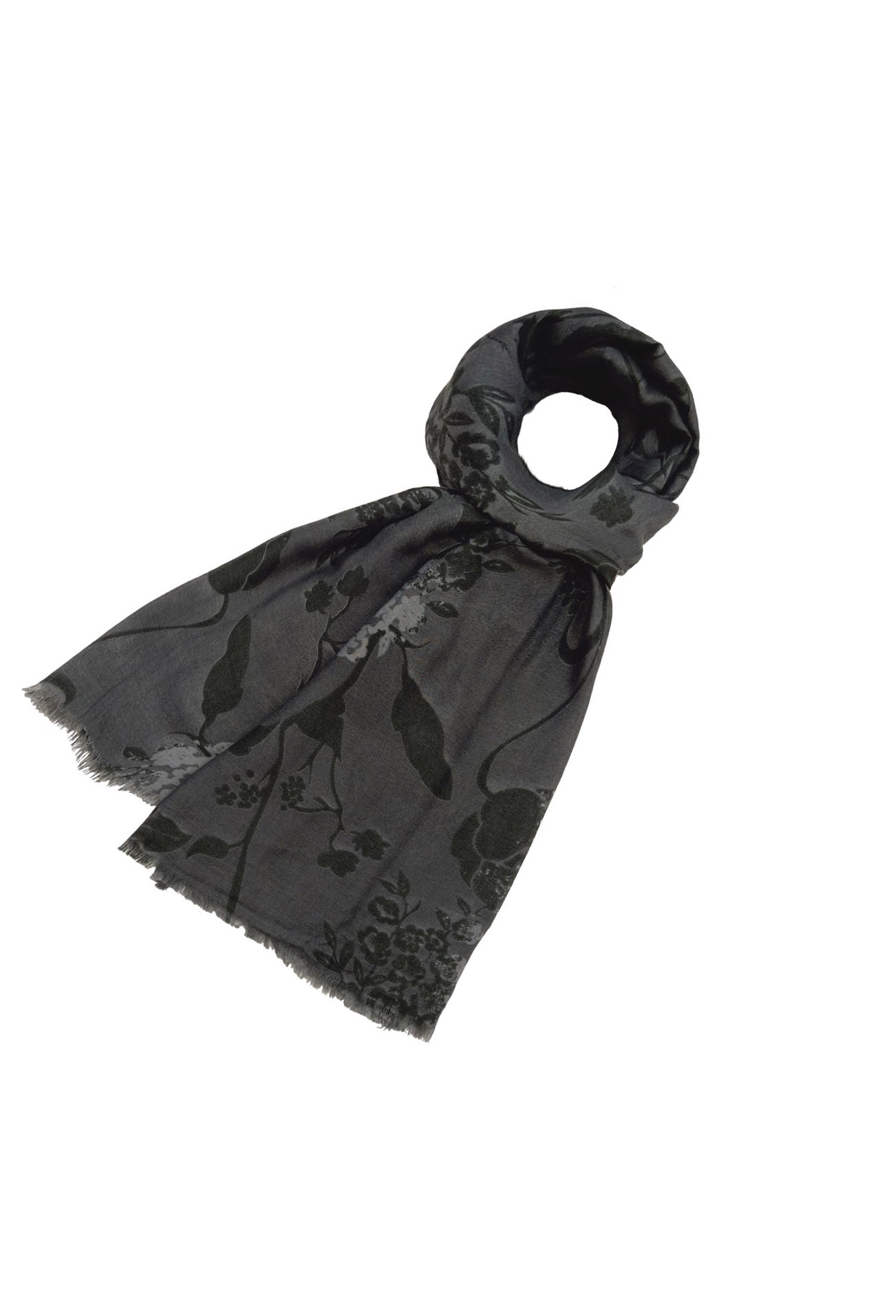 AB1890-467 Dark Floral Printed Viscose Scarf