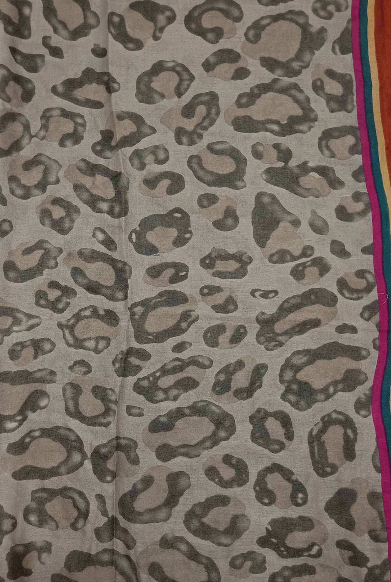 AB1890-472 Leopard Print Cotton Blend Scarf with Border