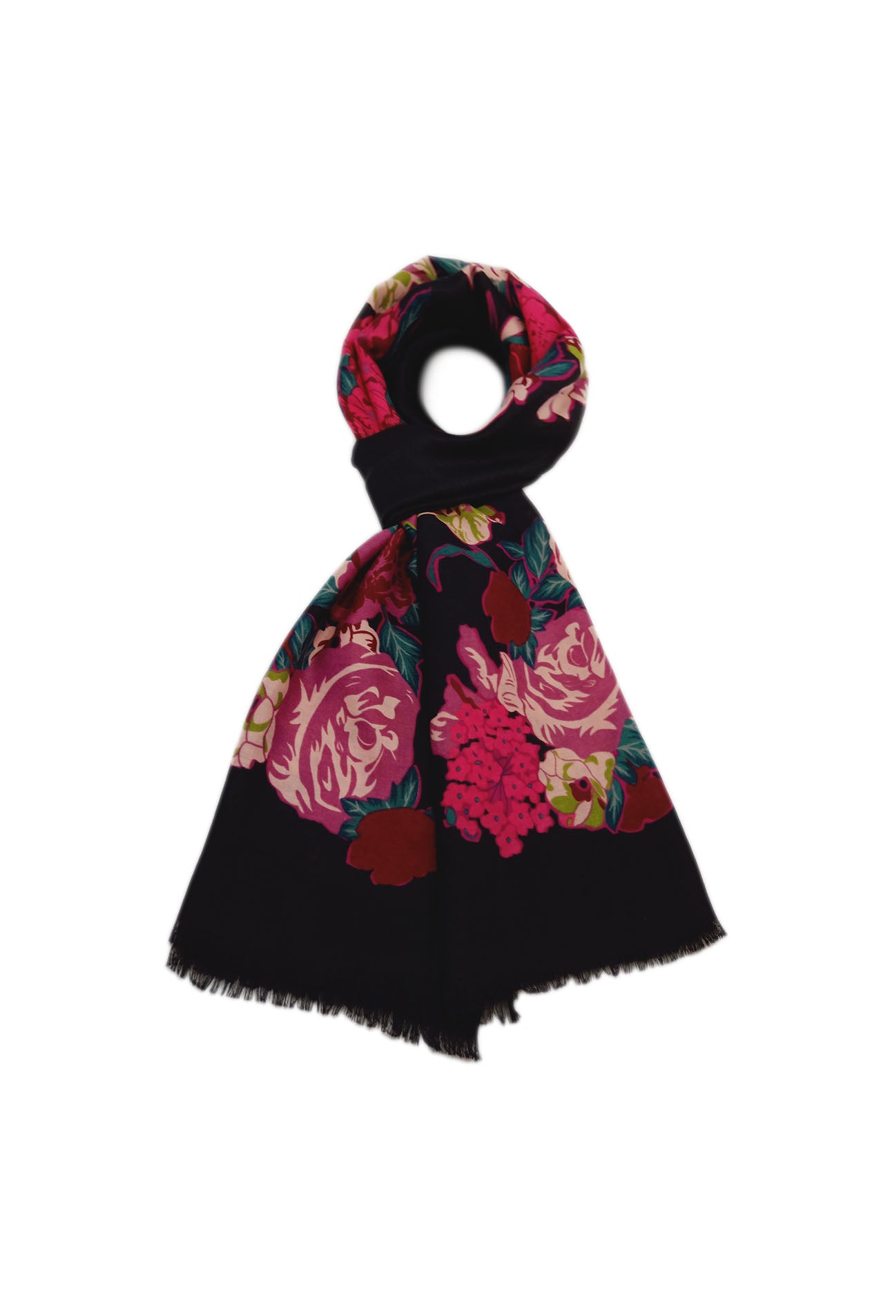 AB1890-505 Vibrant Floral Print Cotton Blend Scarf