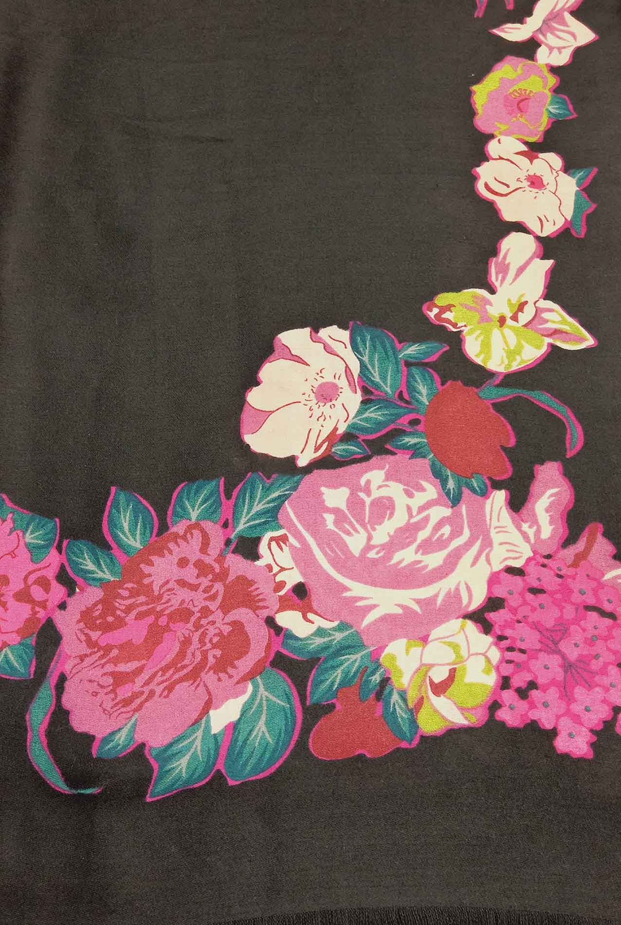 AB1890-505 Vibrant Floral Print Cotton Blend Scarf