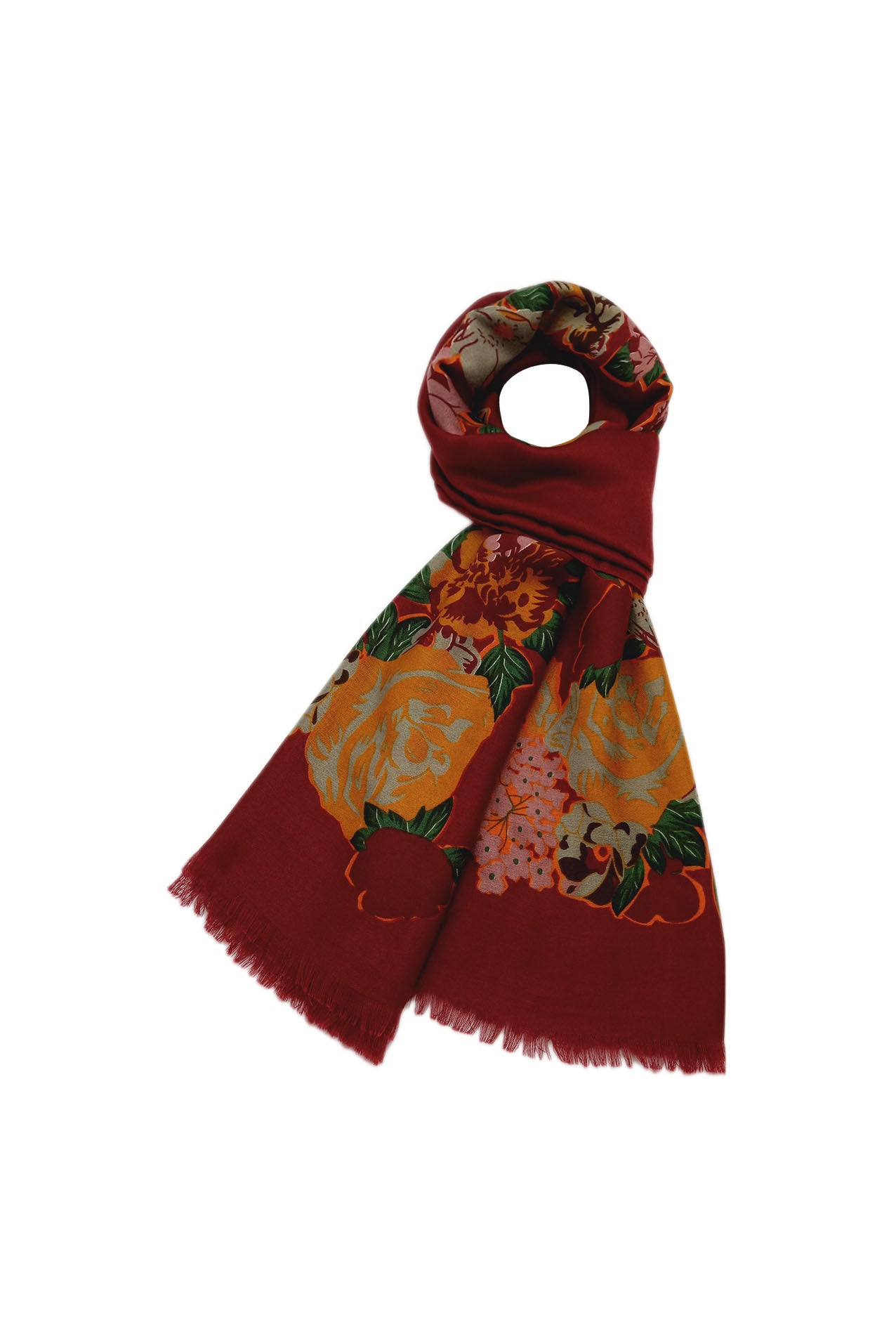 AB1890-505 Vibrant Floral Print Cotton Blend Scarf