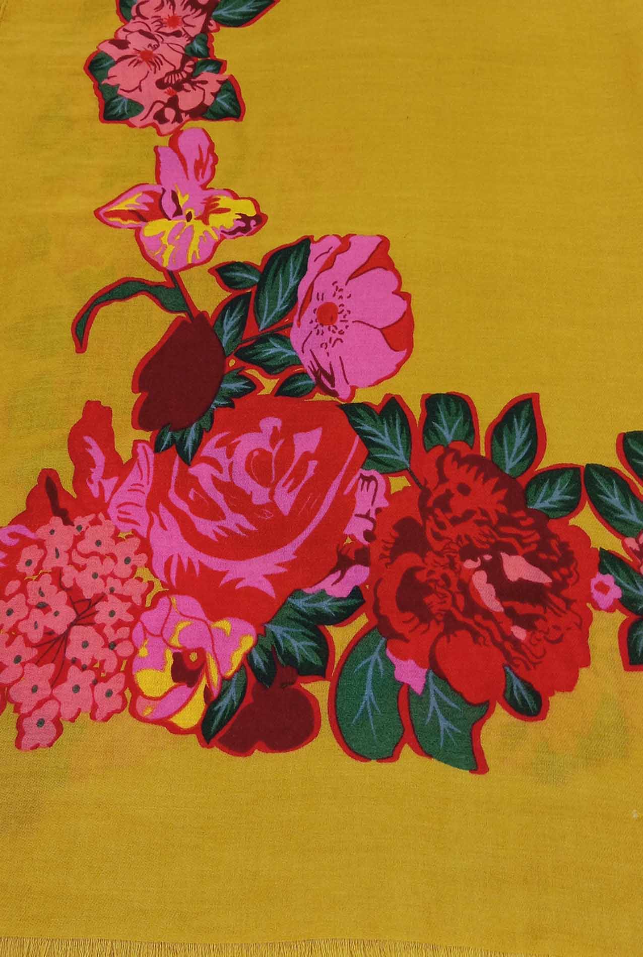 AB1890-505 Vibrant Floral Print Cotton Blend Scarf