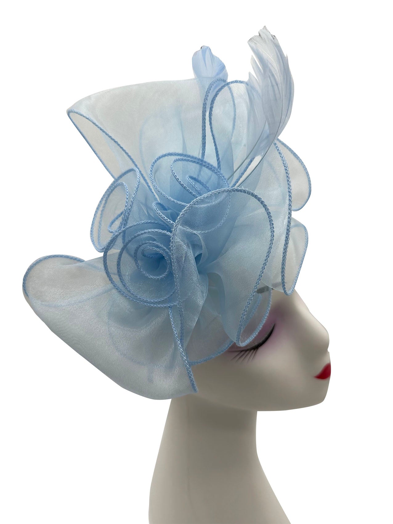 FT3090 Rose Bouquet with Big Bow & Feather Fascinator