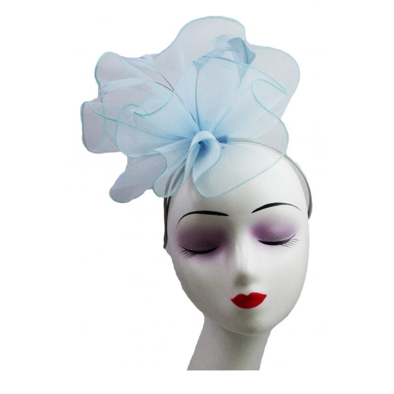 FT9009-030 Large Frilled Mesh Fascinator with Feathers