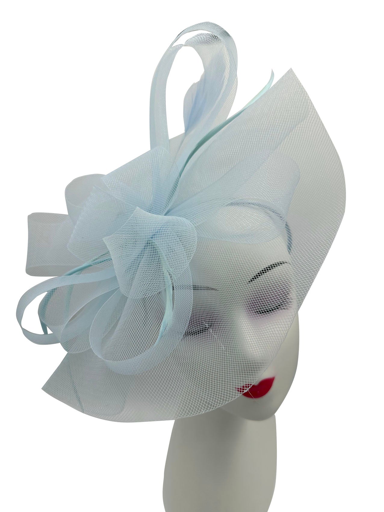 FT3900 Layered Mesh Net Floral Fascinator with Popping Feather