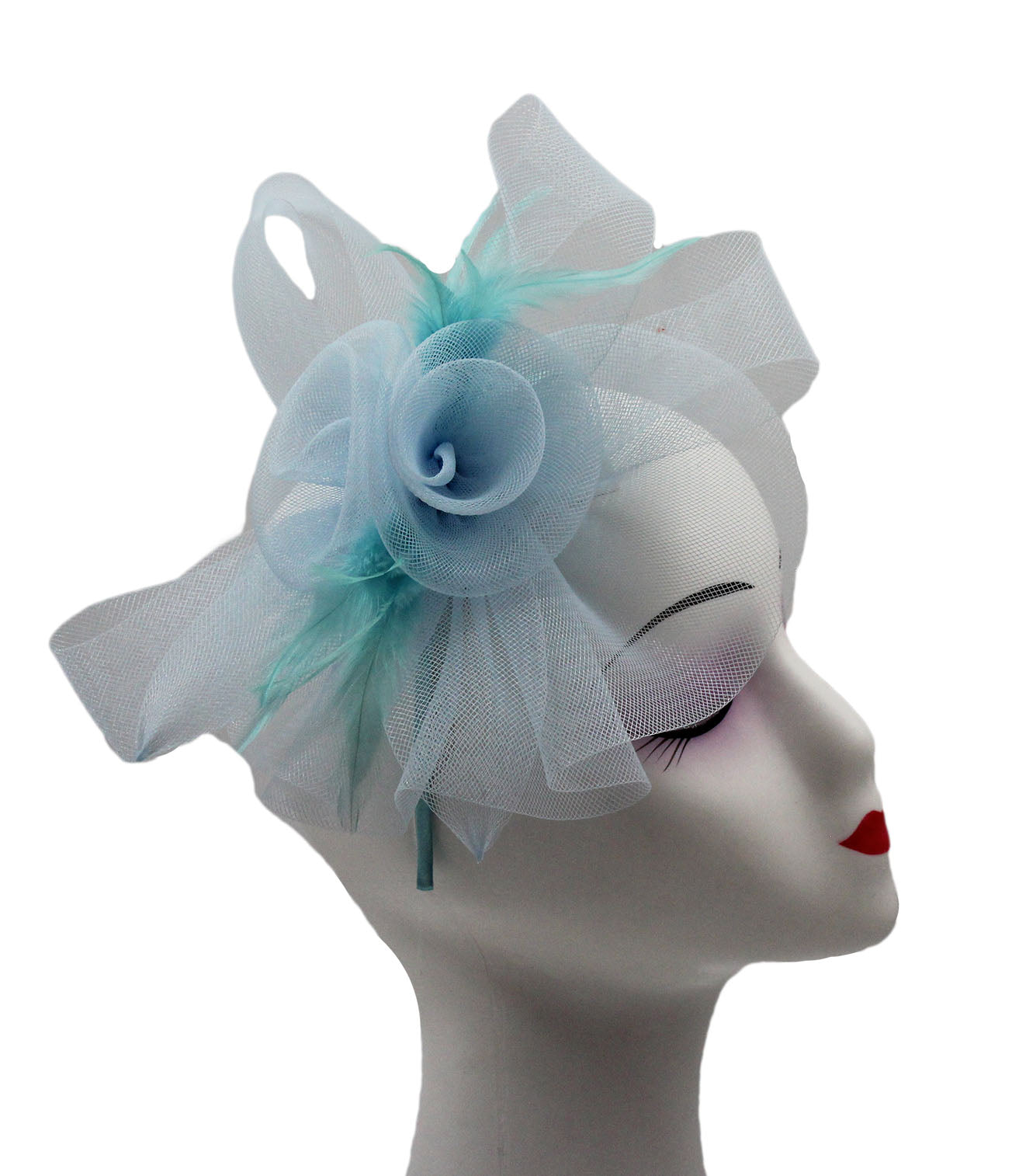 FT2055-016 Folded Bow Fascinator with Tipped Feathers