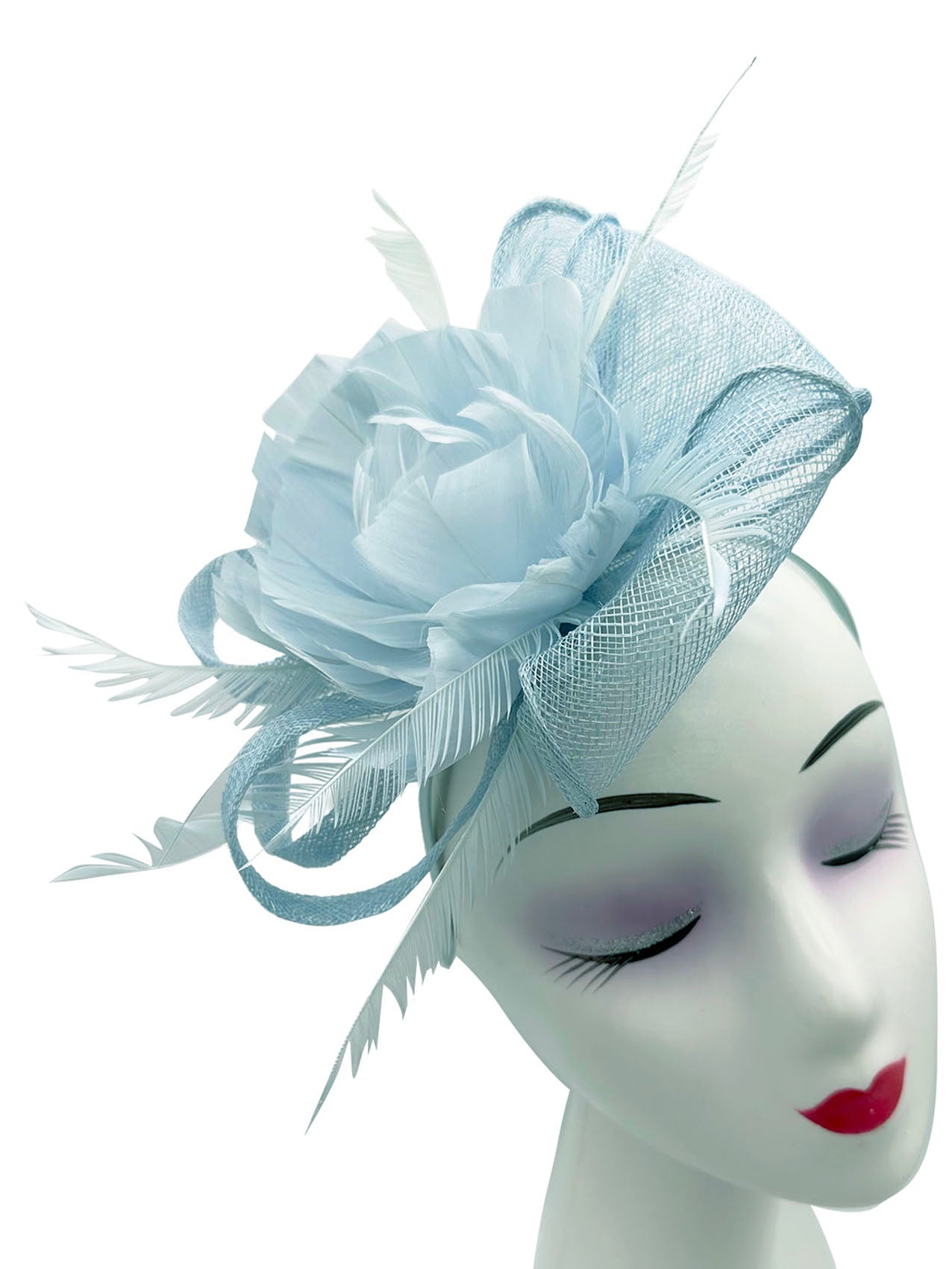 FT3185 Peony Feather Flower Fascinator