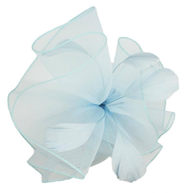 FT9009-030 Large Frilled Mesh Fascinator with Feathers