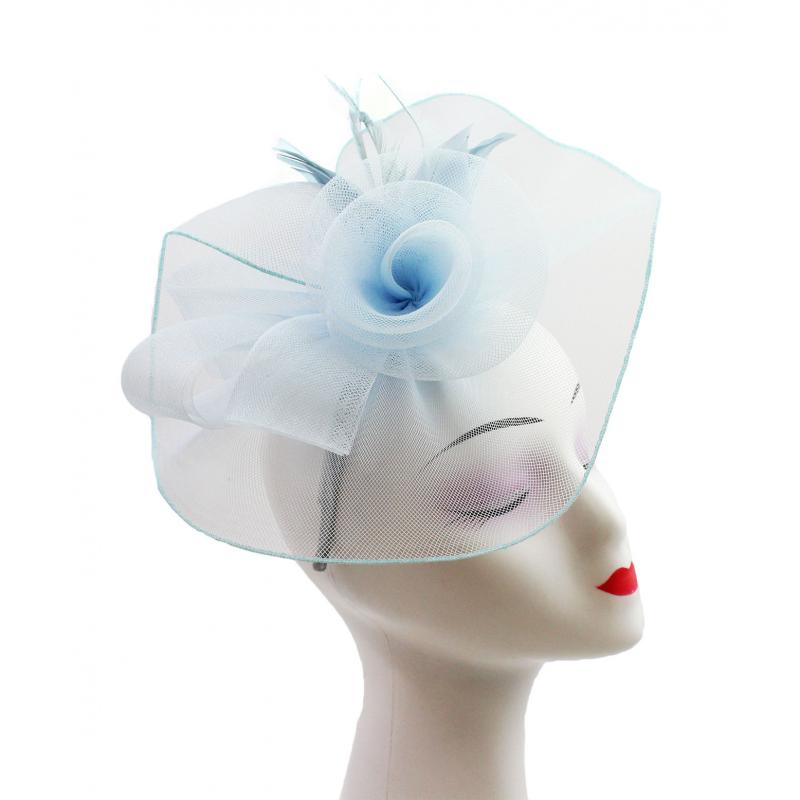 FT9009-031 Rose Fascinator with Feathers