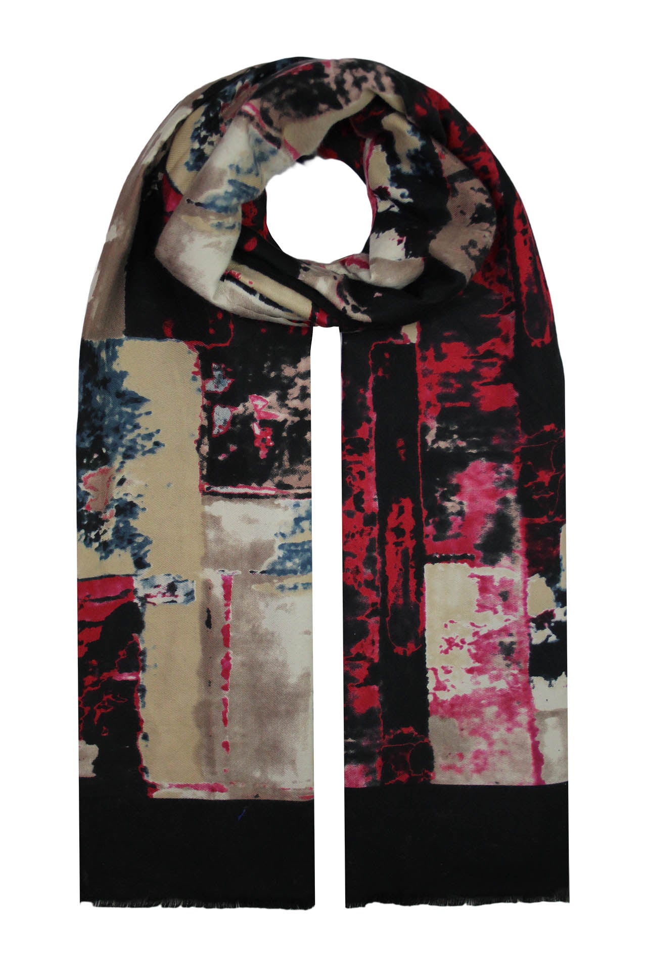 SF19130-95 Abstract Patterned Cashmere Blend Scarf