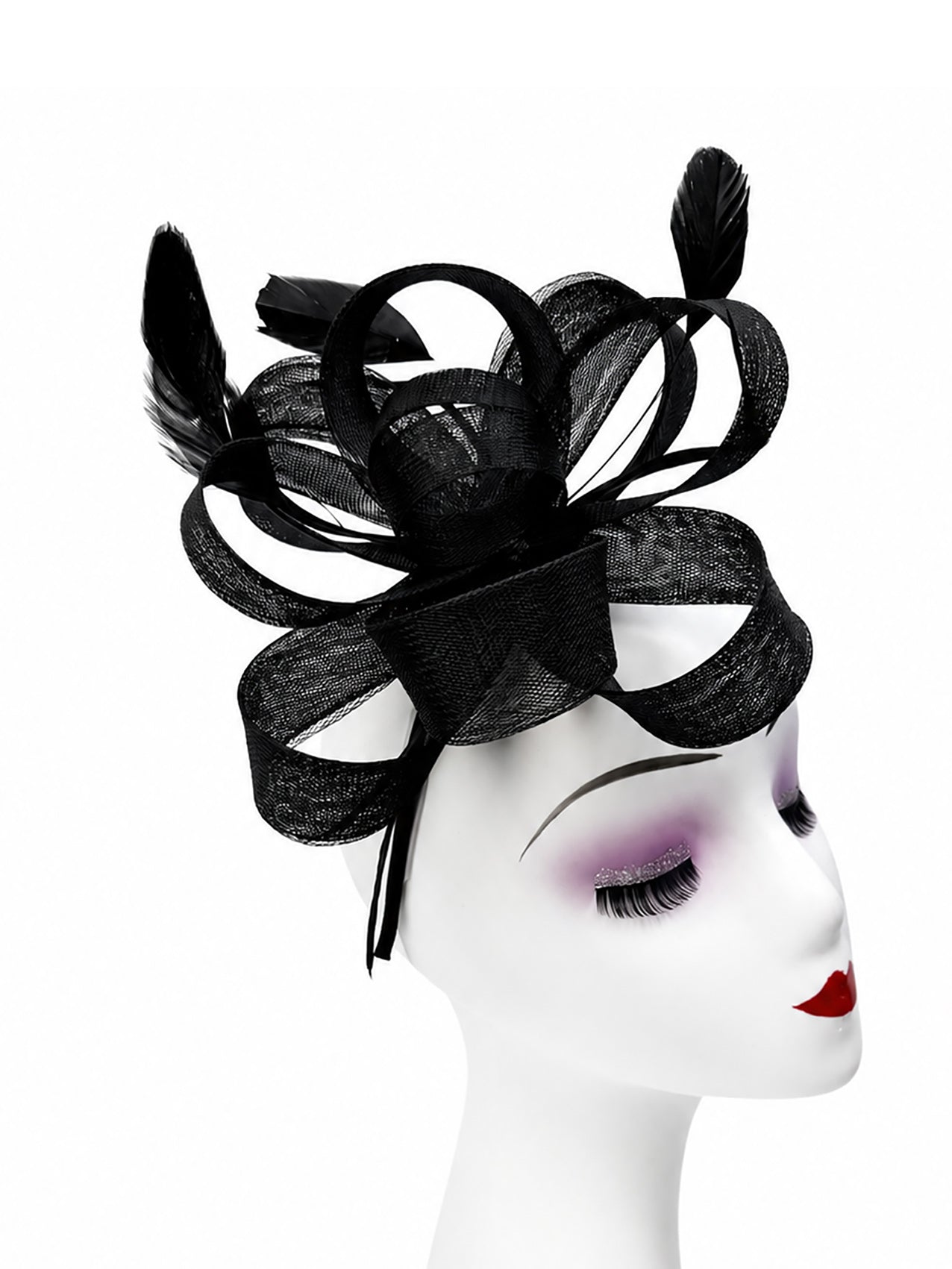 FT60750 Loopy Fascinator with Feathers Detailing