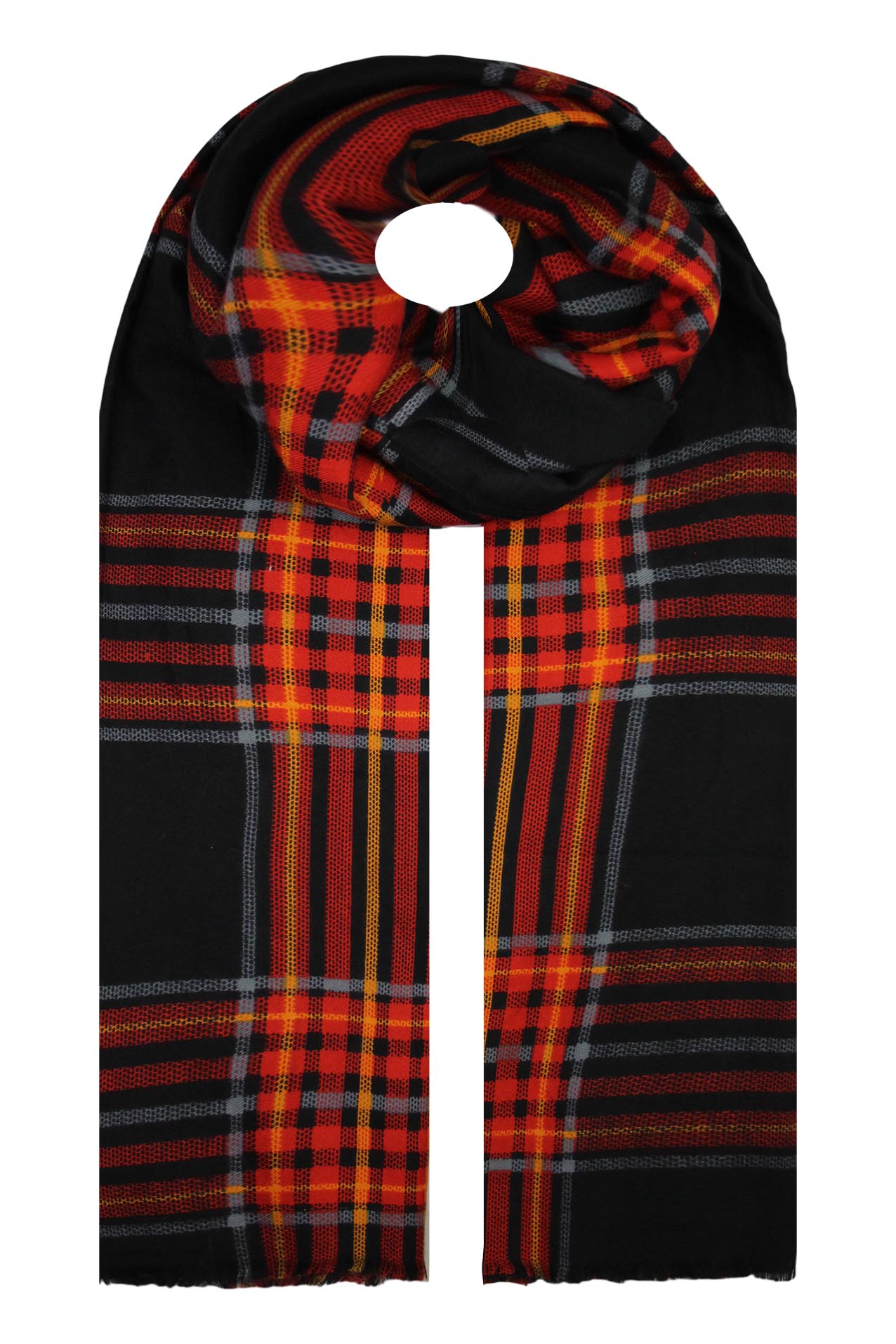 SF19130-96 Checker Print Cotton Blend Scarf