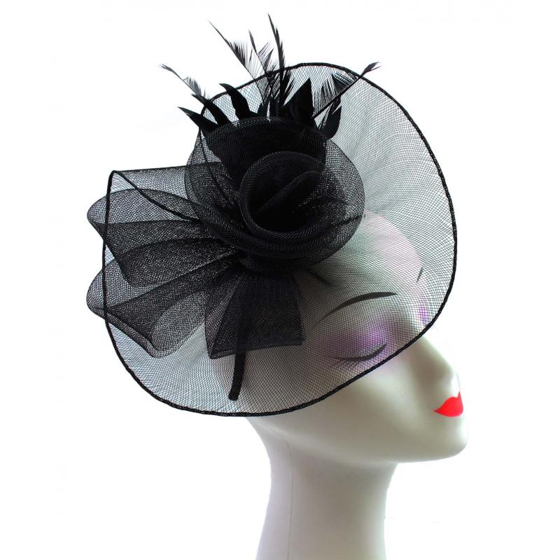 FT9009-031 Rose Fascinator with Feathers