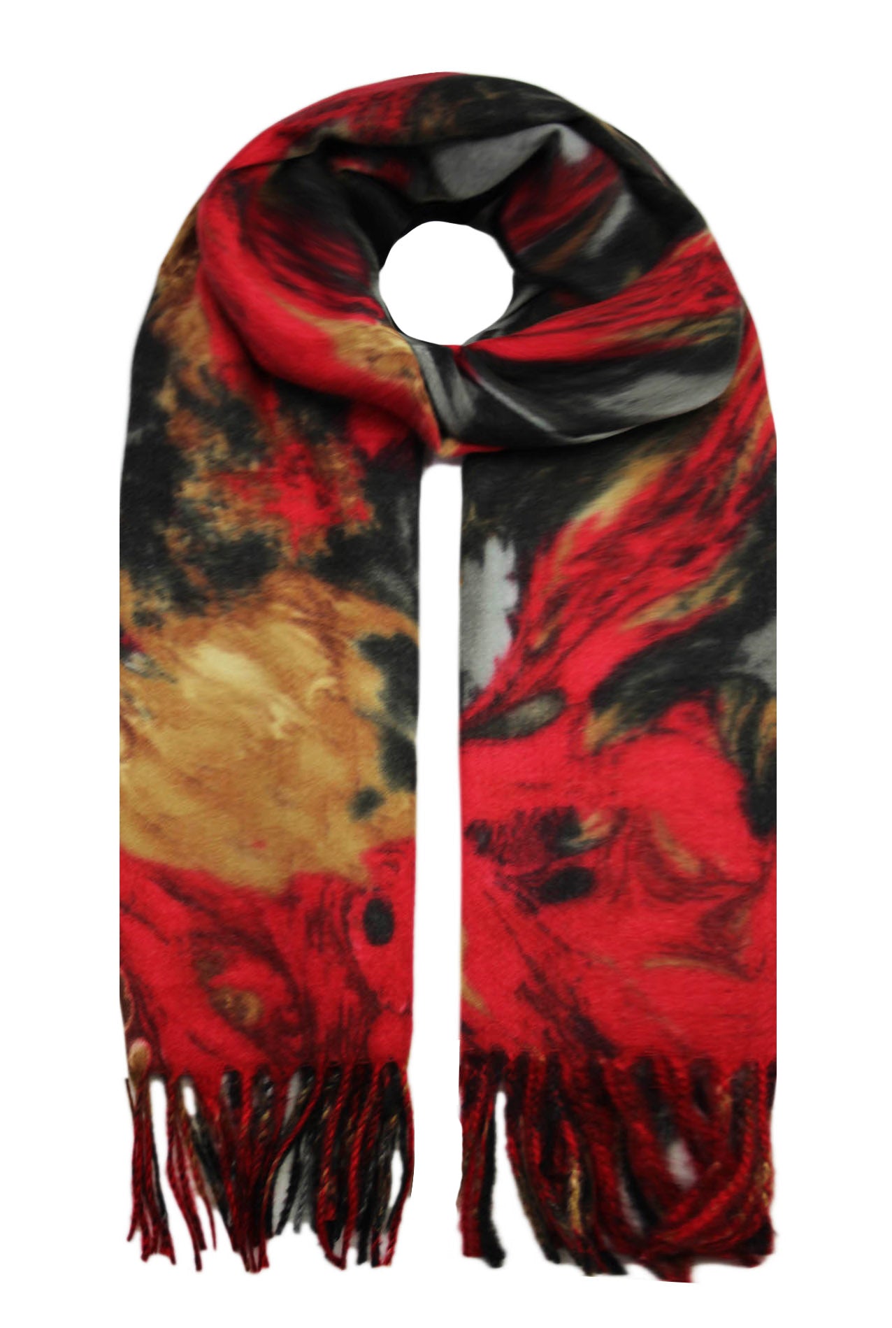 SF19128-78 Marble-Style Colour Print Wool Blend Scarf