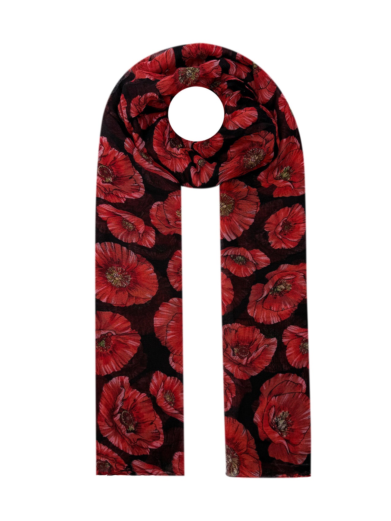 SF2668-398 Red Poppy Print Scarf