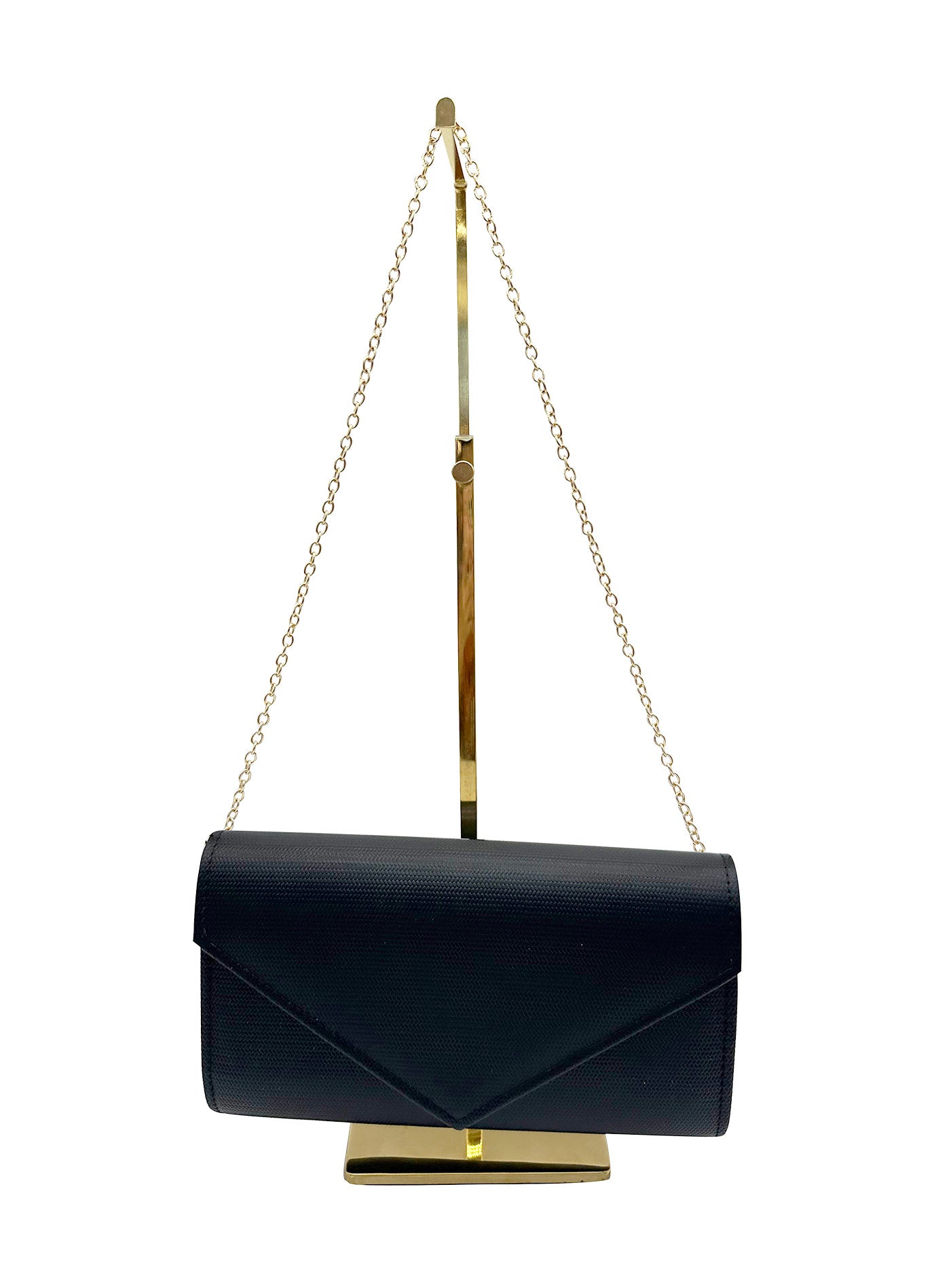 CB24160-006 Plain Envelope Style Clutch Bag with Long Shoulder Chain