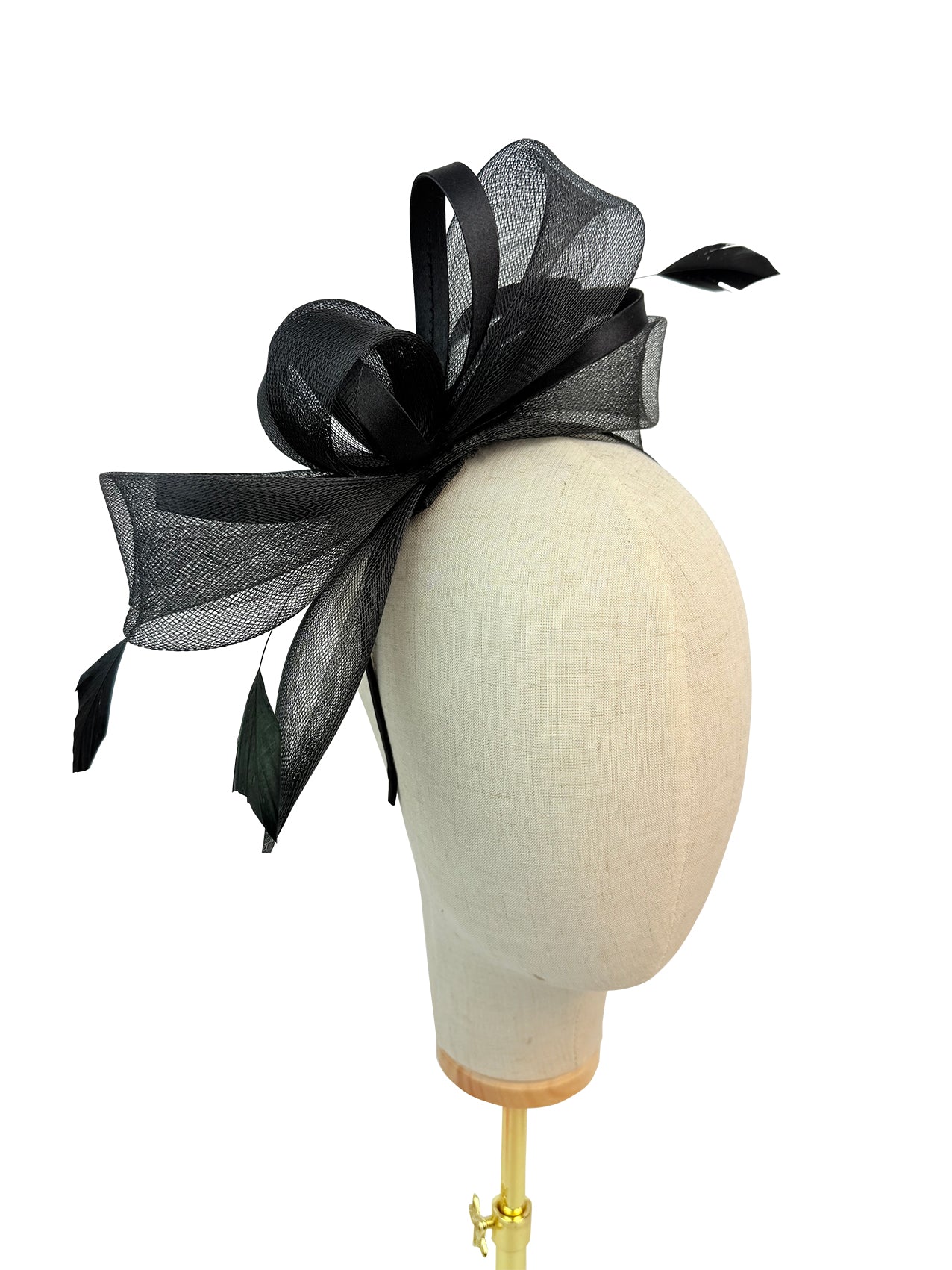 FT4075 Fascinator with Satin Loops and Feathers