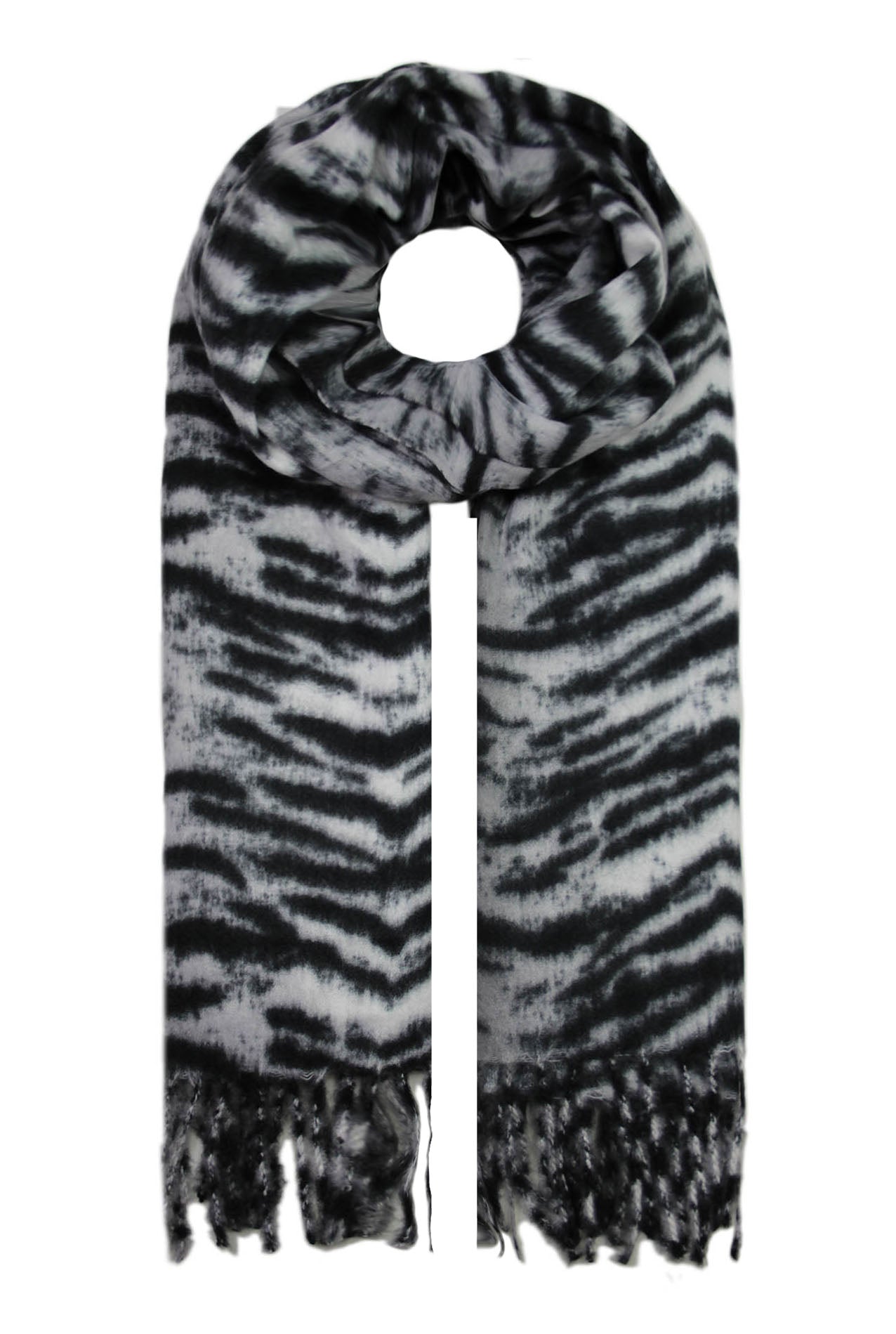 SF19130-109 Tiger Print Wool Blend Winter Scarf