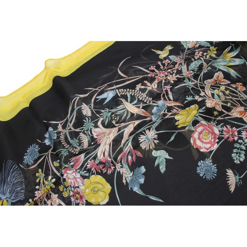 SF1911-052 Floral Splash Scarf with Coloured Boarder