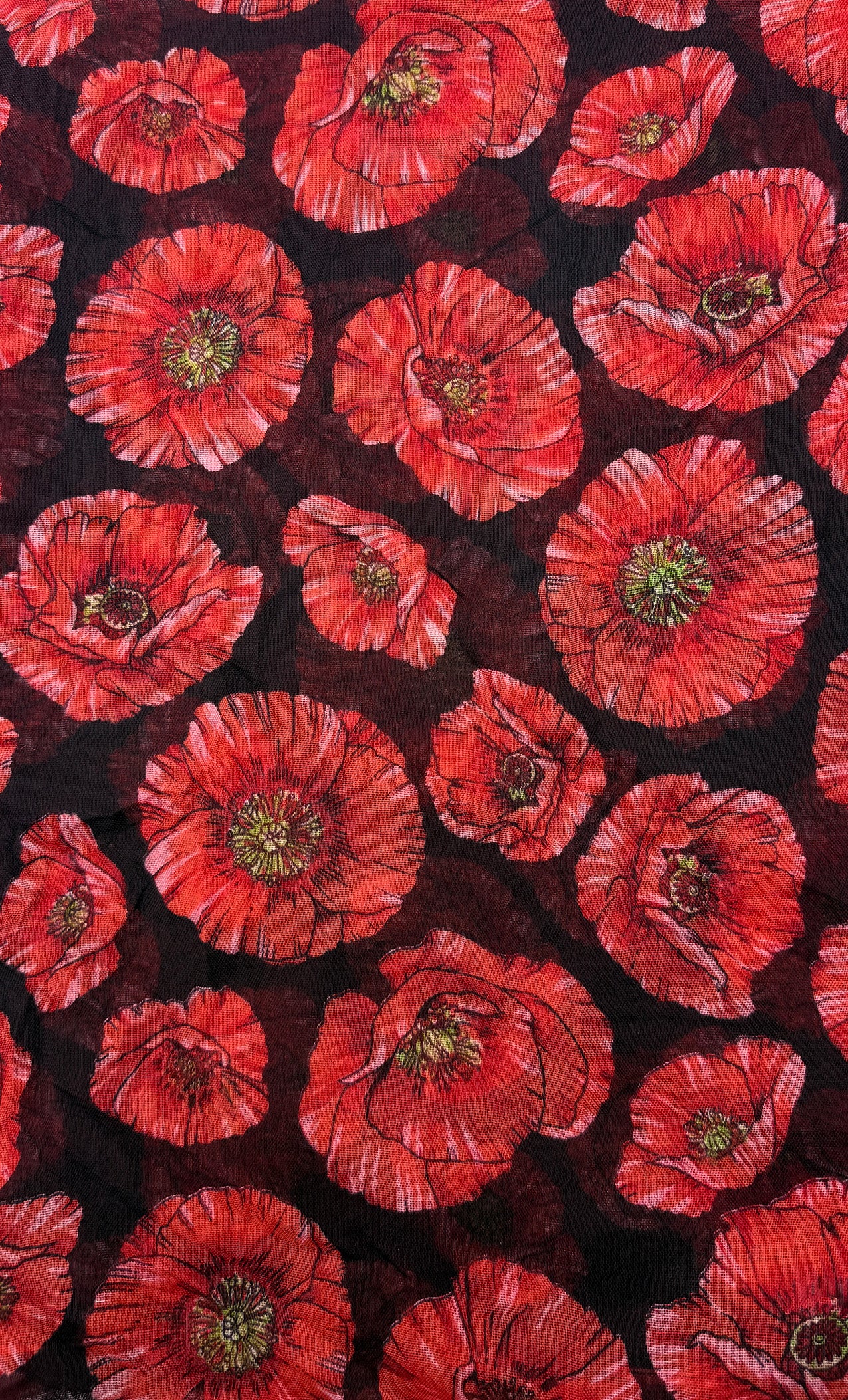 SF2668-398 Red Poppy Print Scarf