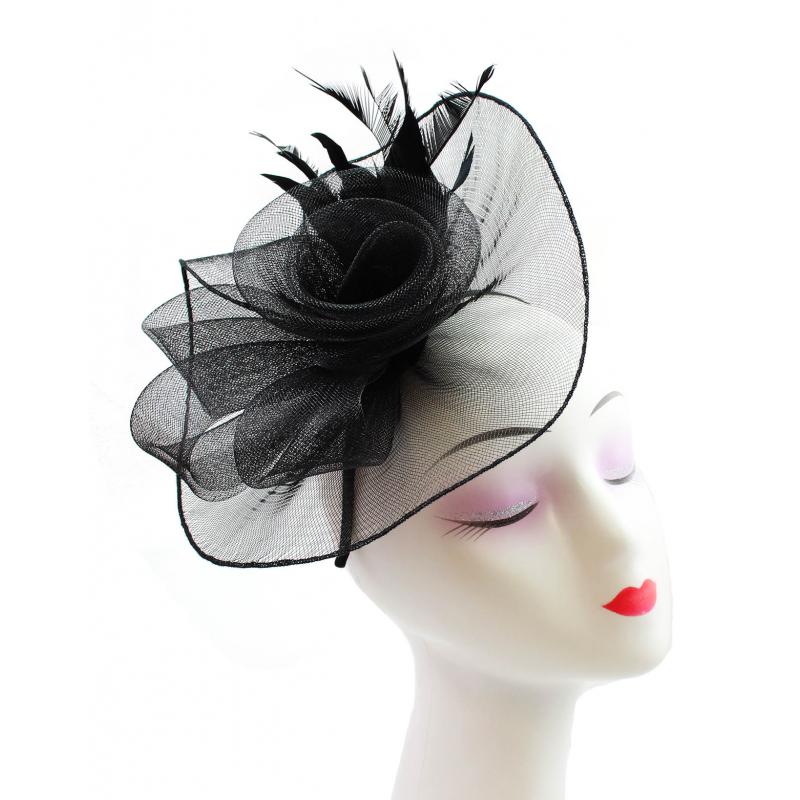 FT9009-031 Rose Fascinator with Feathers