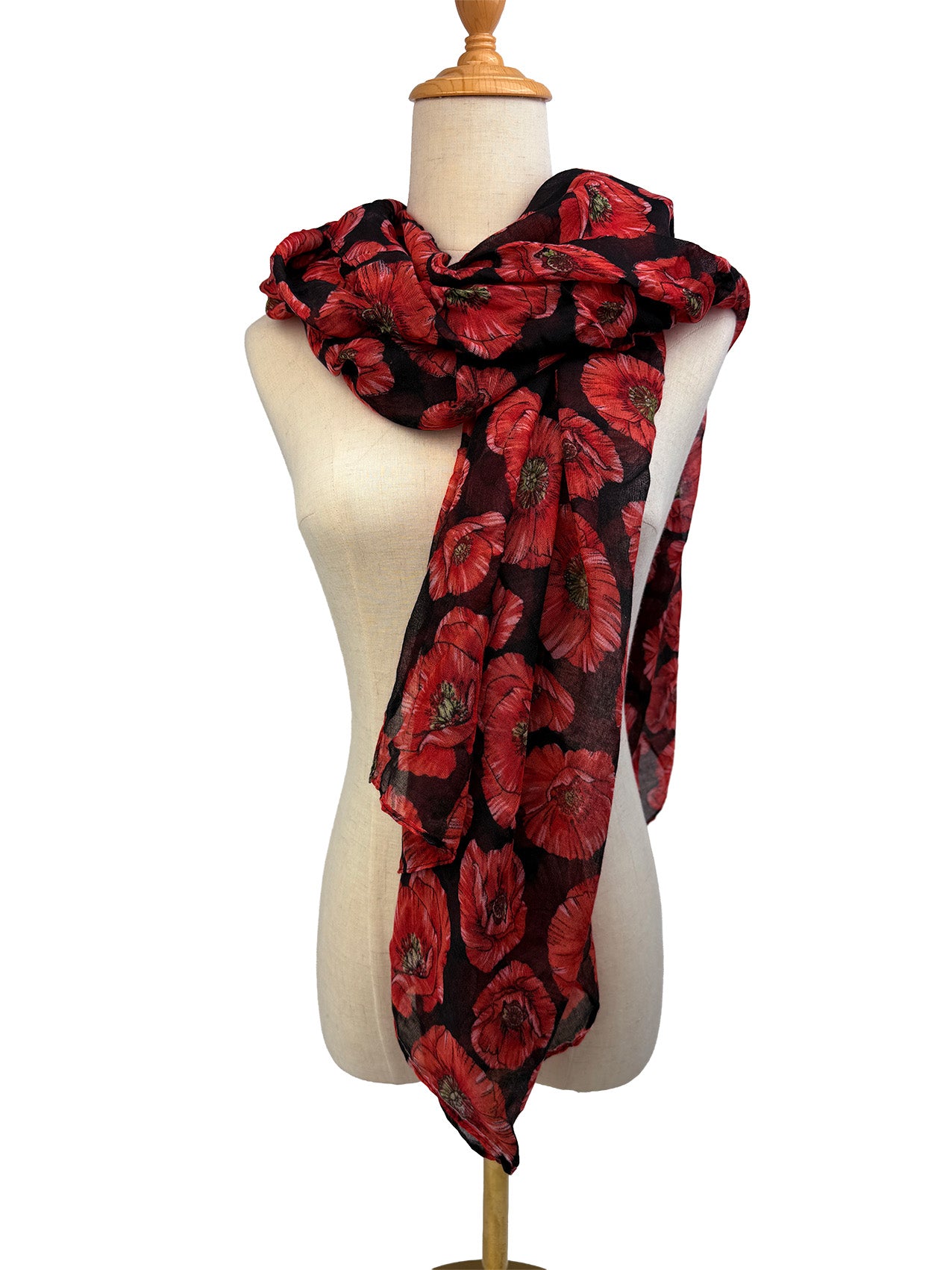 SF2668-398 Red Poppy Print Scarf