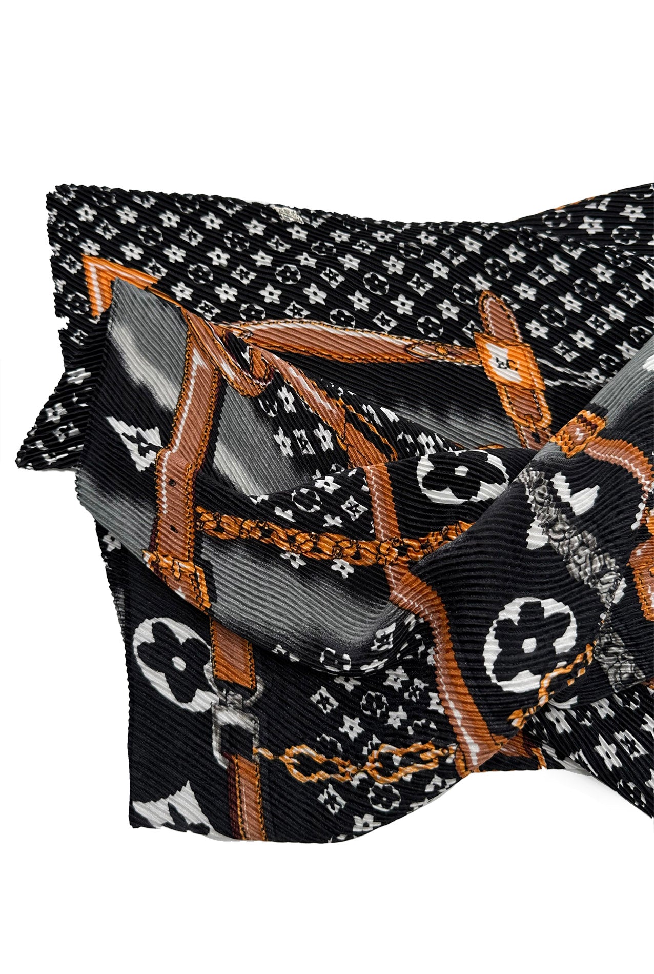 SF2385-885 Classic Flower Logo & Buckle Lock Pattern Scarf