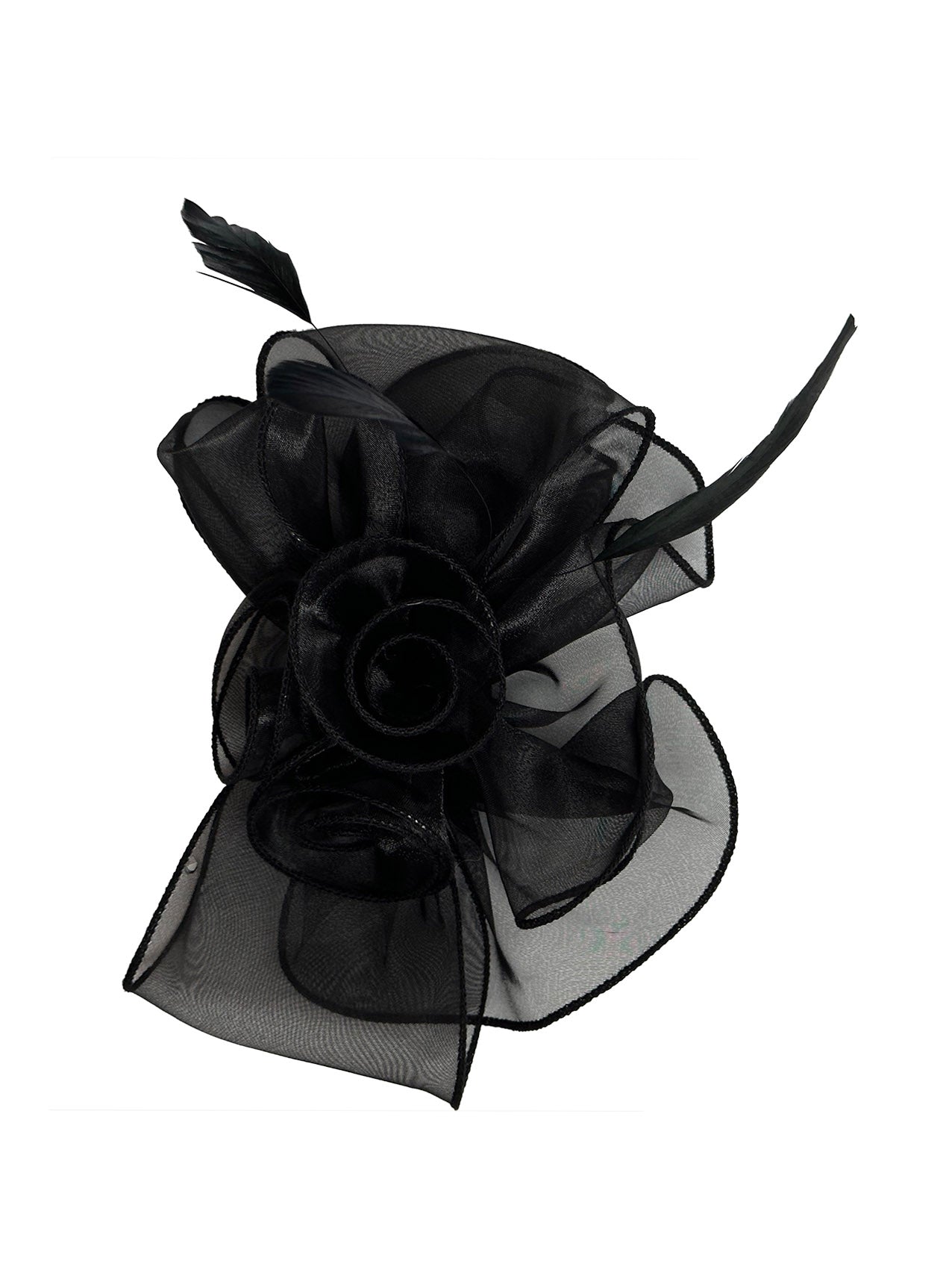 FT3090 Rose Bouquet with Big Bow & Feather Fascinator