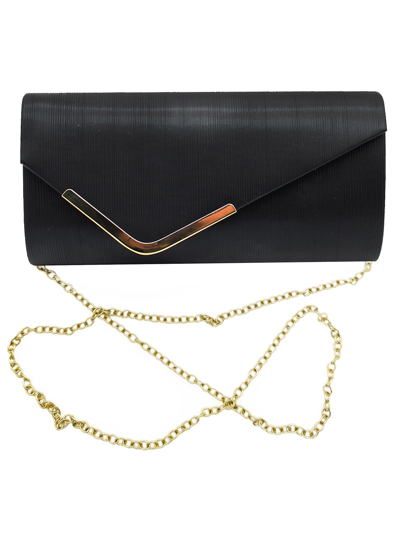 CB24165-005 Flap Open Evening Clutch Bag With Detachable Chain