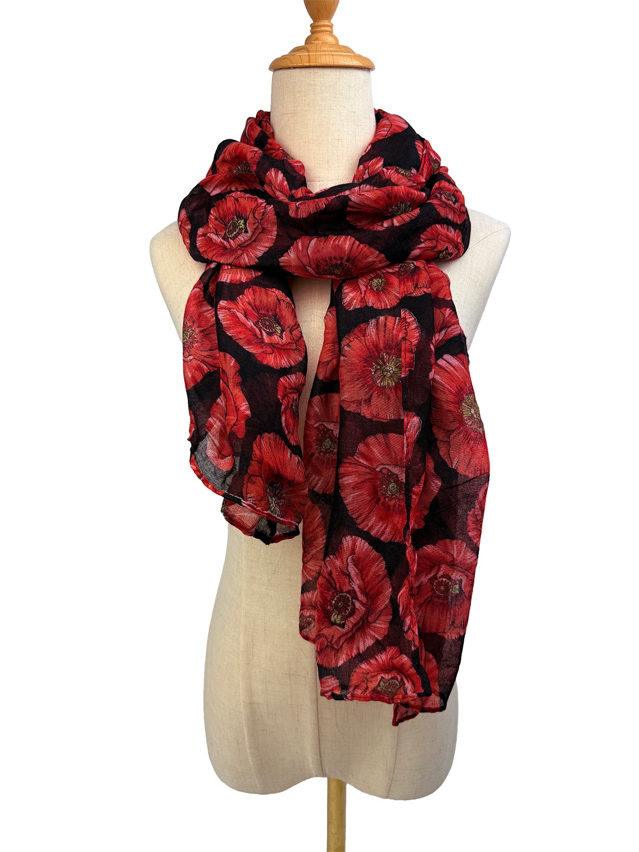 SF2668-398 Red Poppy Print Scarf