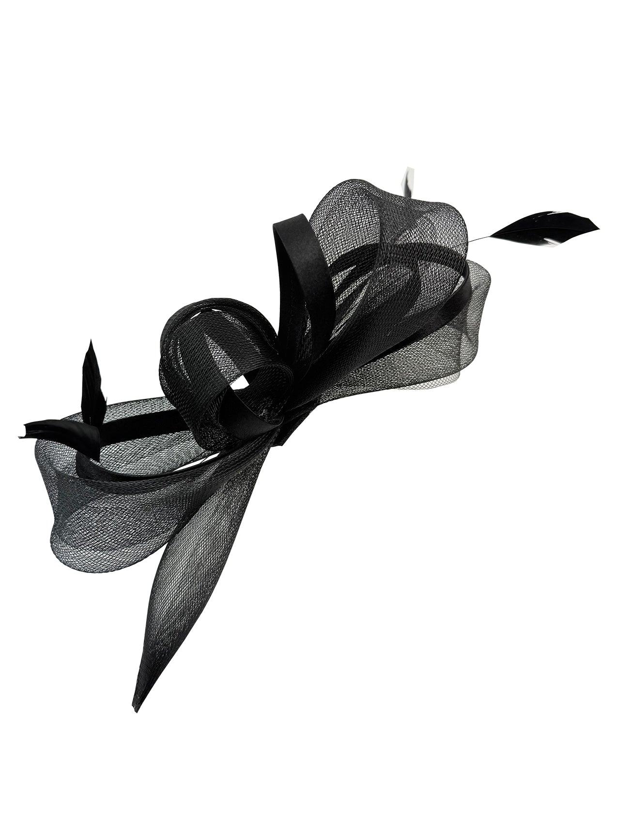FT4075 Fascinator with Satin Loops and Feathers
