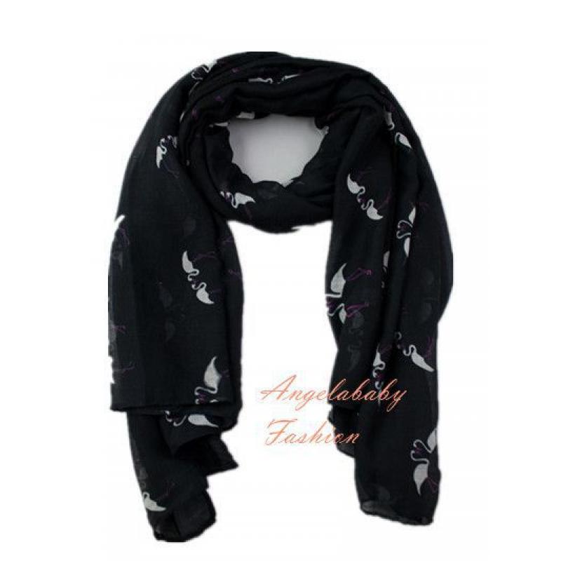 HR1555-22 Varicoloured Flamingo Print Scarf