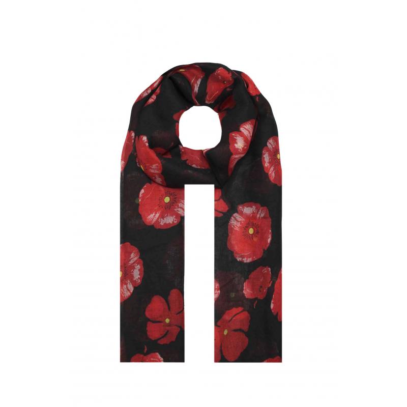 AB1850-398 Large Poppy Print Scarf