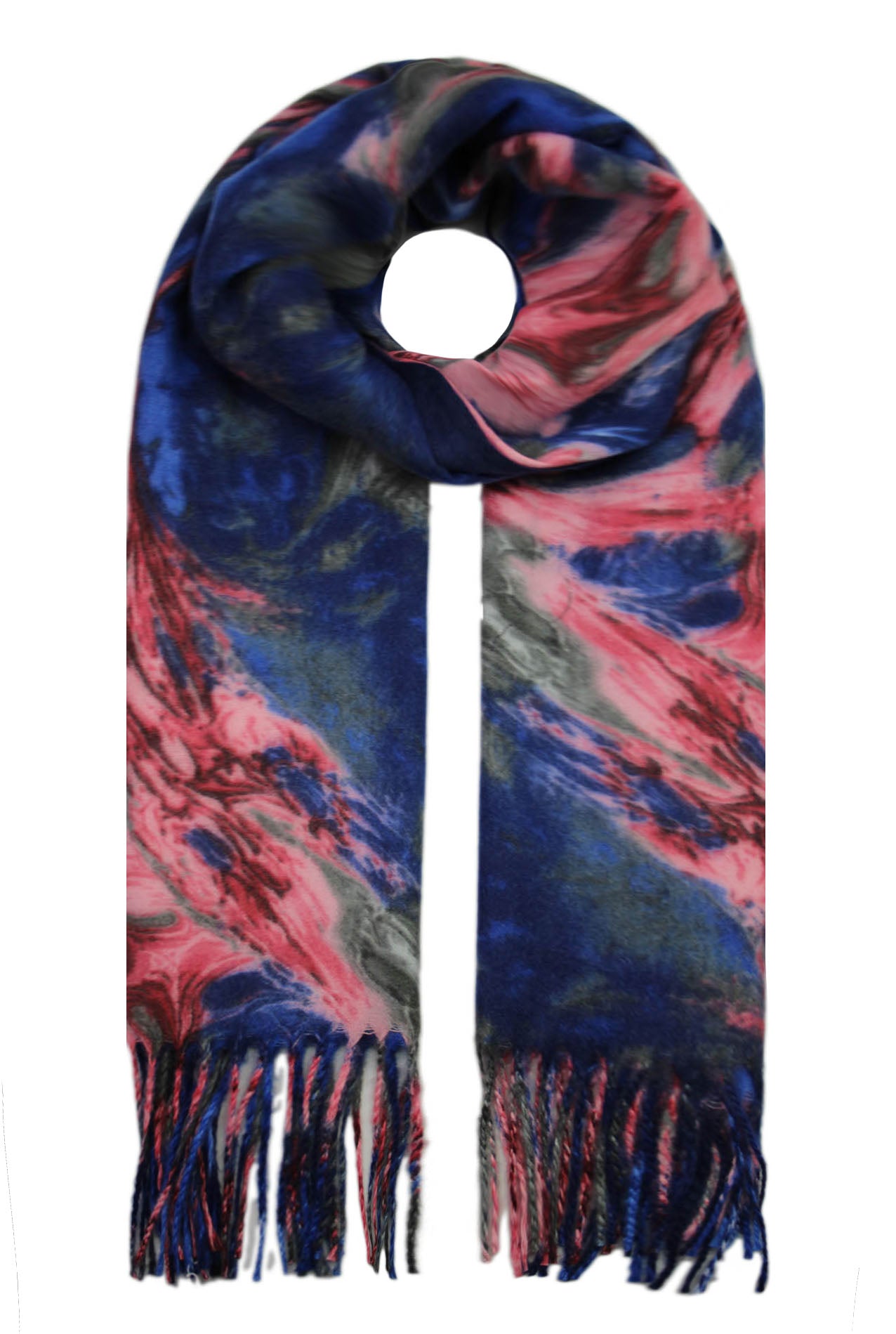 SF19128-78 Marble-Style Colour Print Wool Blend Scarf