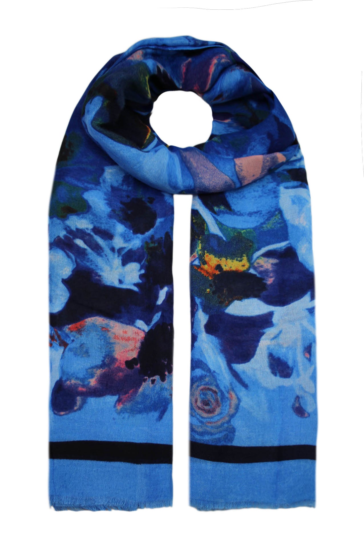 SF1990-88 Floral Viscose Scarf with Vibrant Flower Pattern