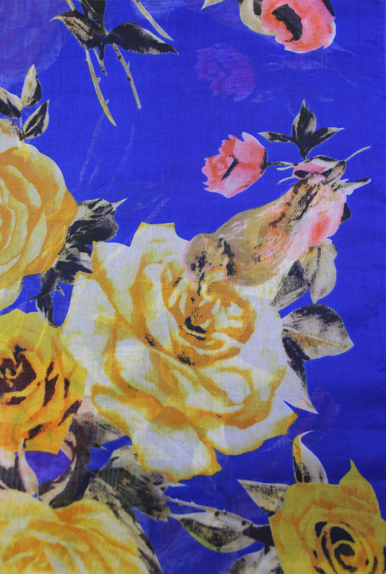 AB1833-4 Soft Light Scarf with Roses Print