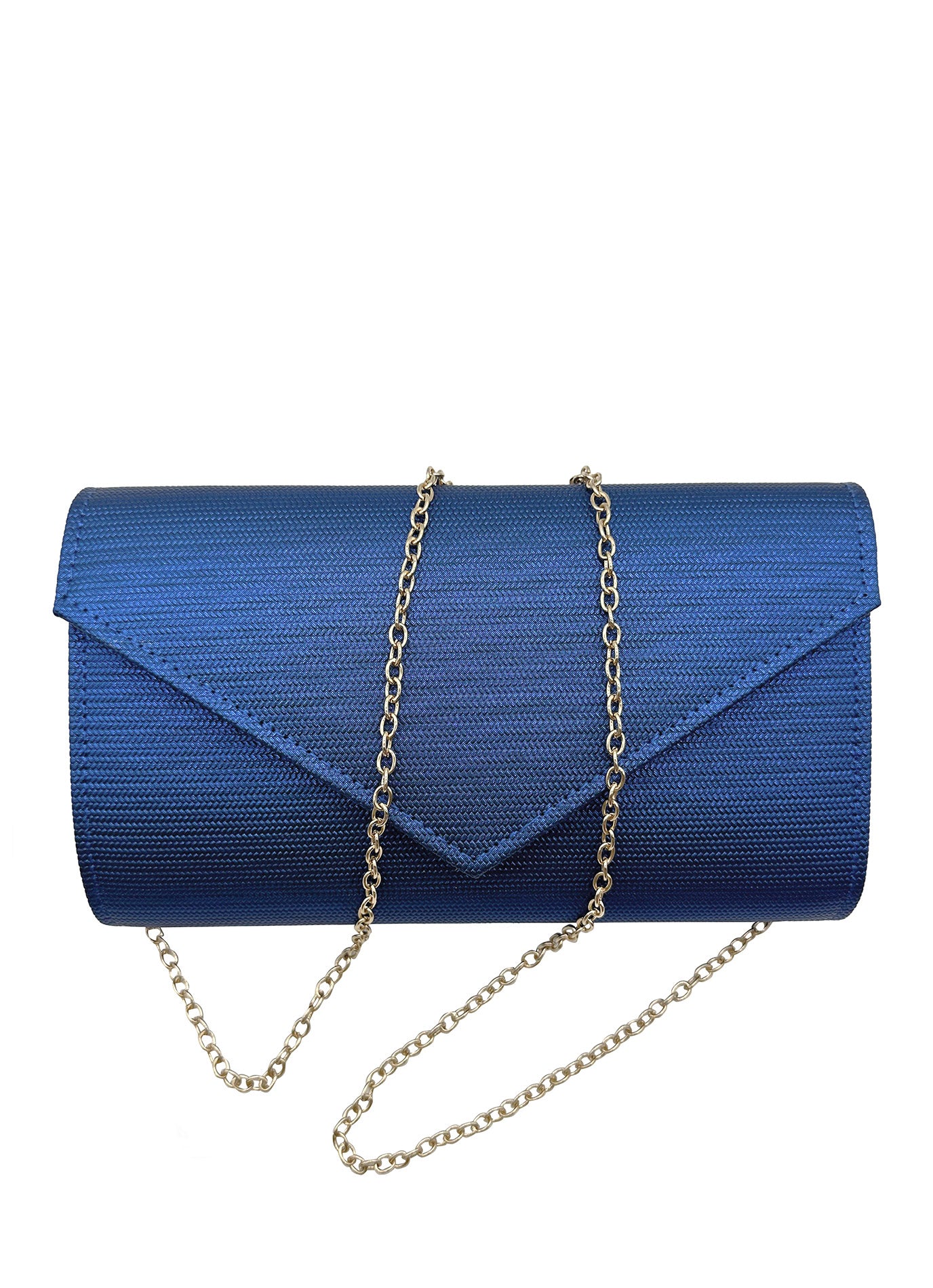 CB24160-006 Plain Envelope Style Clutch Bag with Long Shoulder Chain