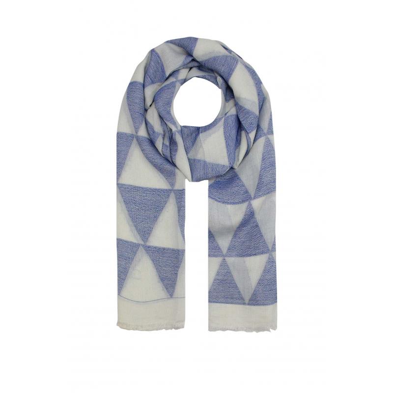 AB1795-68 Viscose Scarf with Triangle Pattern and Frayed Edge