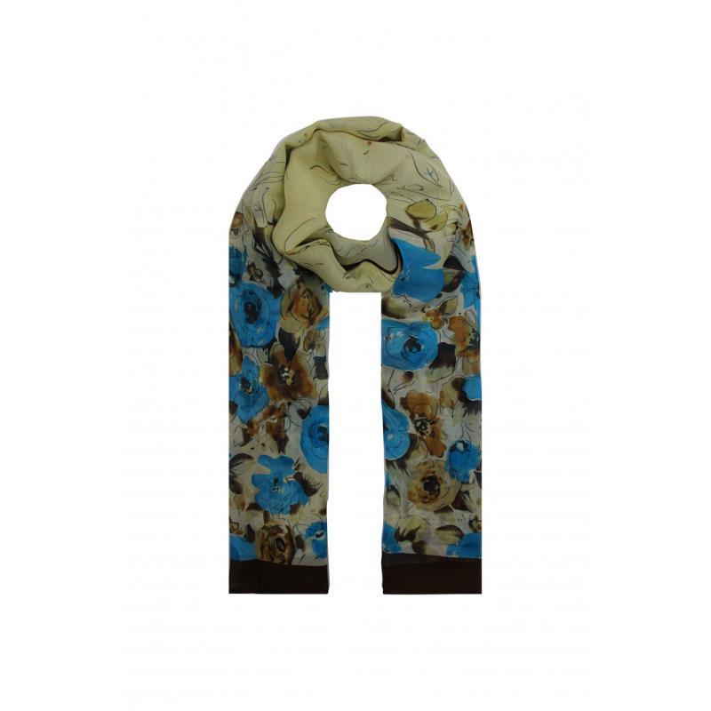 12-18 Blue Rose Flower Print Scarf