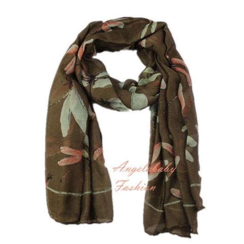 HR1555-23 Multicolour Dragonfly Pattern scarf